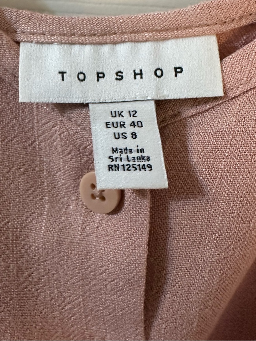 Topshop Polly Tie Front Tank Top Mauve Pink Button Front Cami Size 8 - Picture 5 of 9